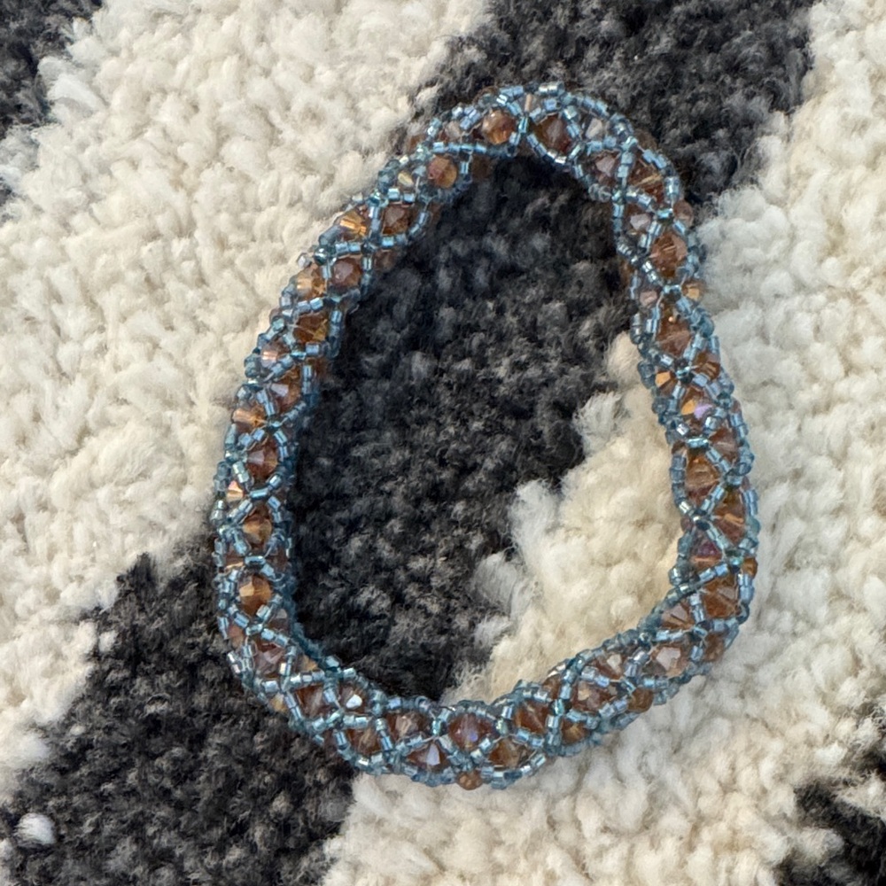 Handmade Blue and Brown Swarovski Beaded Bracelet